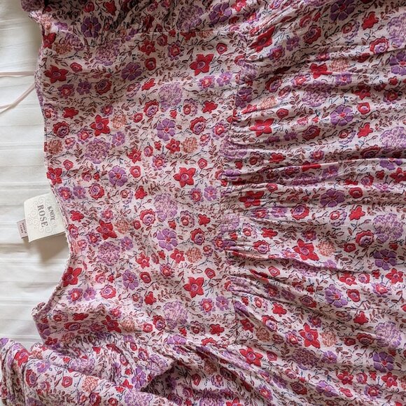 Vintage Knox Rose Floral Red Top Ruffled Sleeves (size M) - Picture 5 of 7